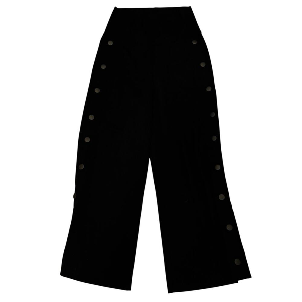 Cabi 5867 Women's Wide Leg Sailor Casual Cropped Pants Black Button High Rise S